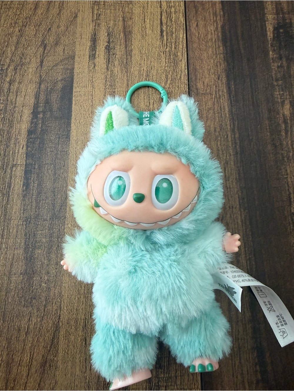 Labubu the monsters Mint Plush Keychain - Soft Aqua Clip-On Accessory